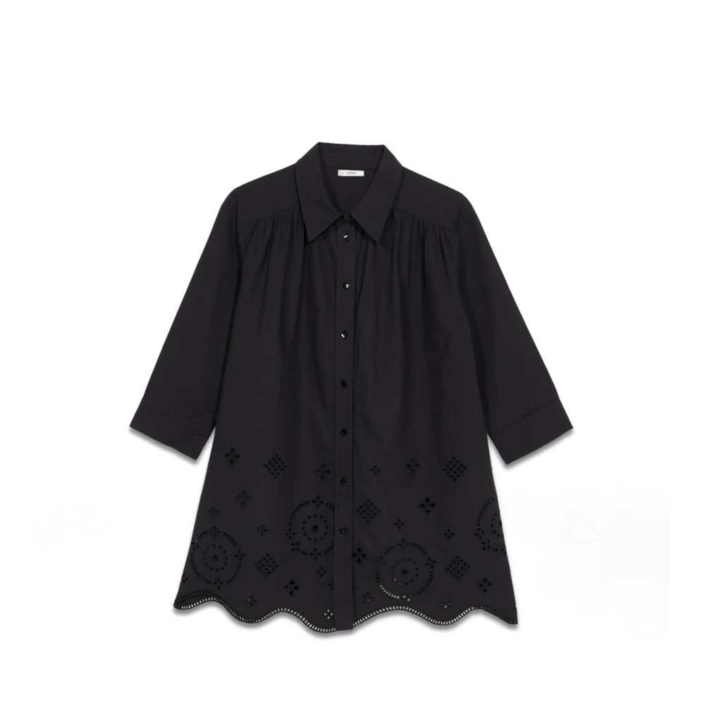 Oltre Oversized Shirt met Broderie Black Dames