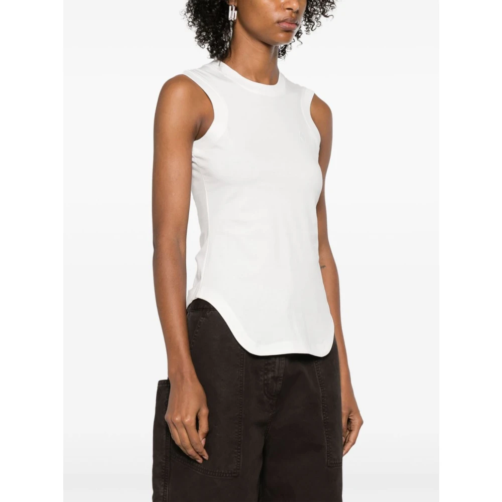 The Attico Wit Geborduurd Logo Crew Neck Top White Dames