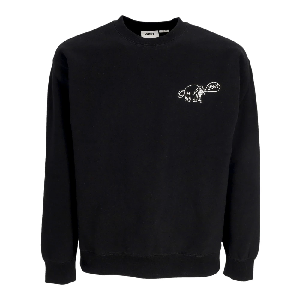 Obey Men's Black Dog Doodle Crew Fleece Sweatshirt - Sweatshirts - S - Sweatshirts & Hoodies