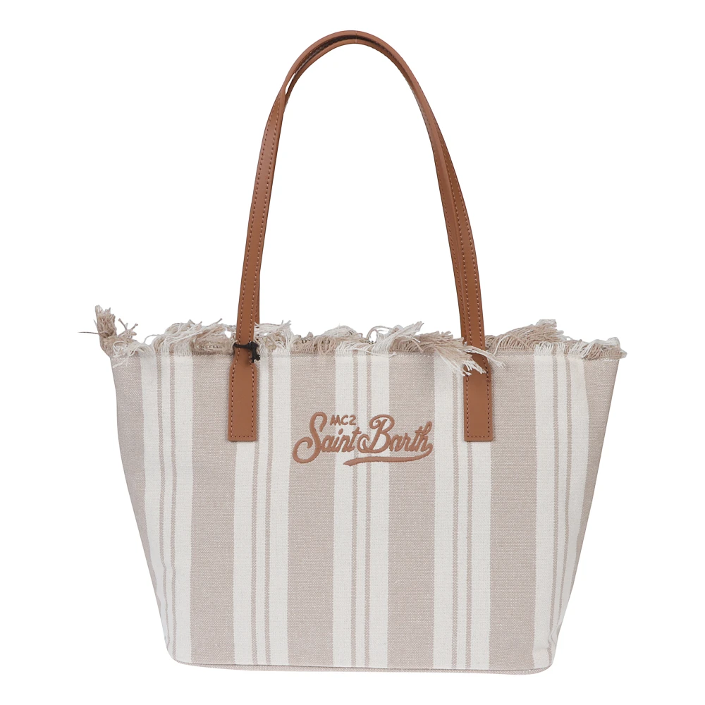 Mc2 Saint Barth Women's Beige Striped Fringed Bag