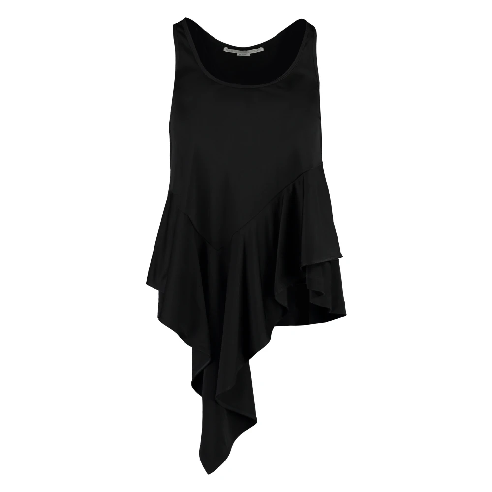 Stella Mccartney Jersey Top met Gerimpelde Zoom Black Dames