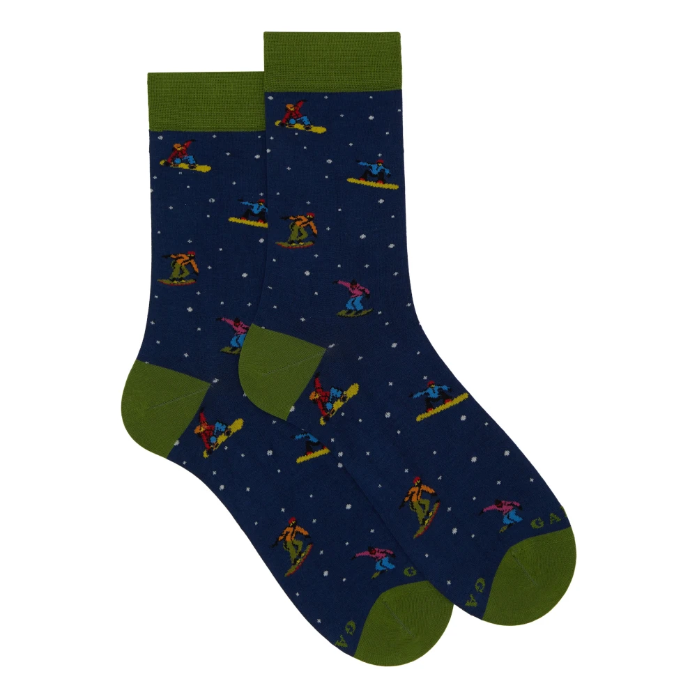 Gallo Blauwe Snowboard Motief Korte Katoenen Sokken Multicolor Heren