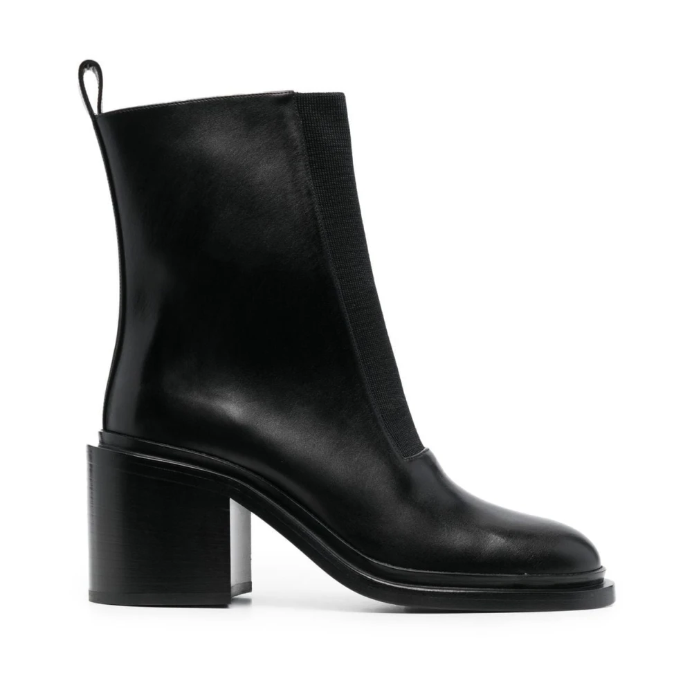 Jil Sander Women's Black Block-Heeled Ankle Boots