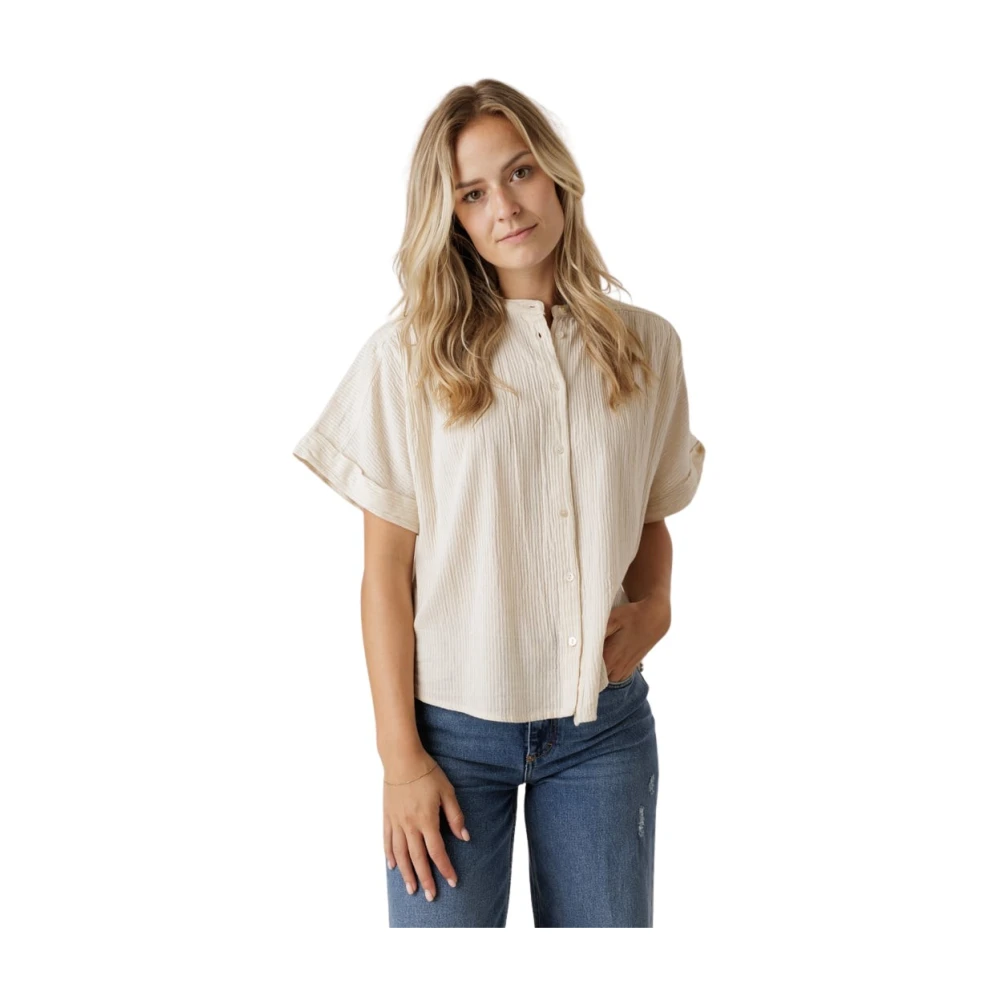 By-Bar Alex Rib Blouse Off White Beige Dames