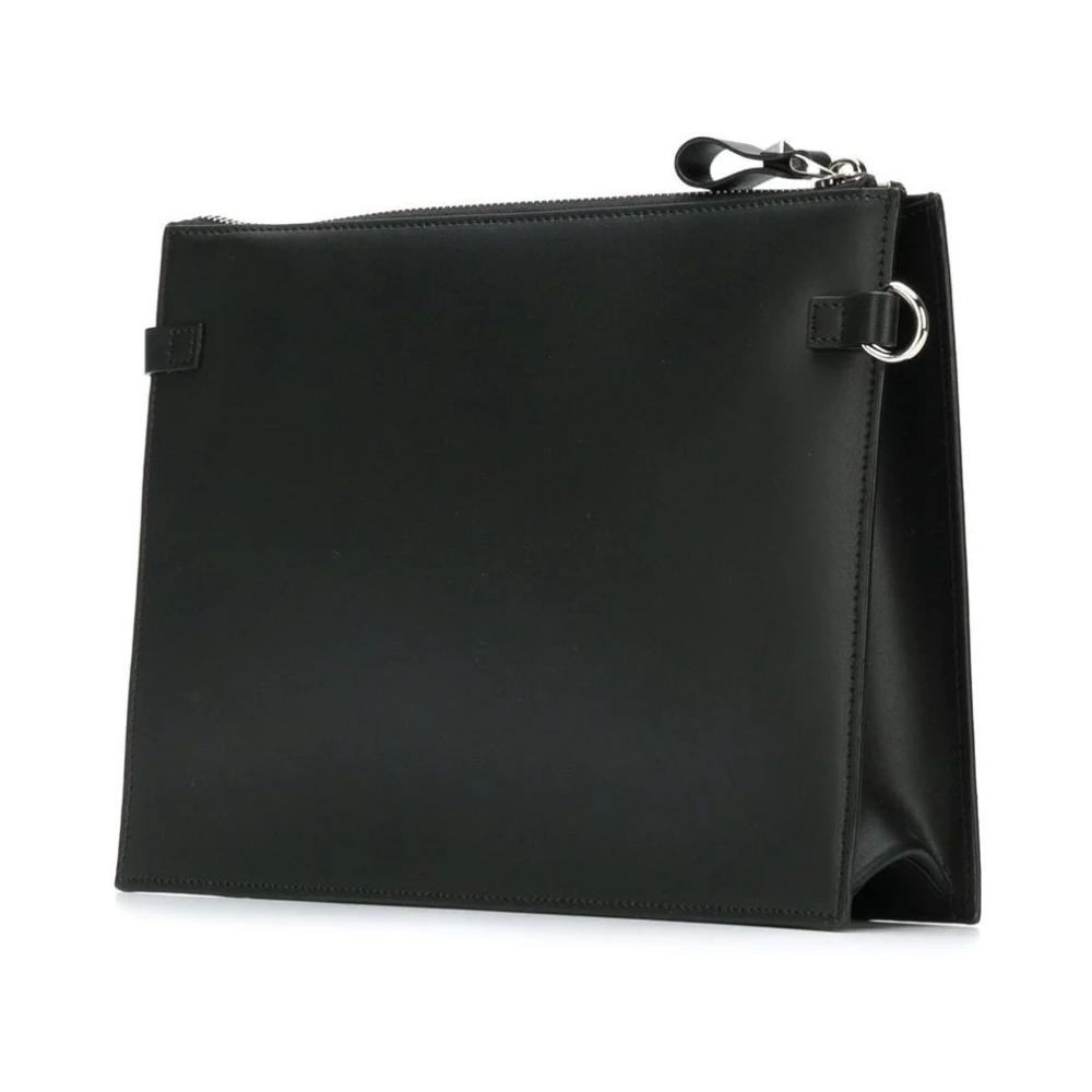 Valentino Garavani Logo Print Leren Polsband Tas Black Heren