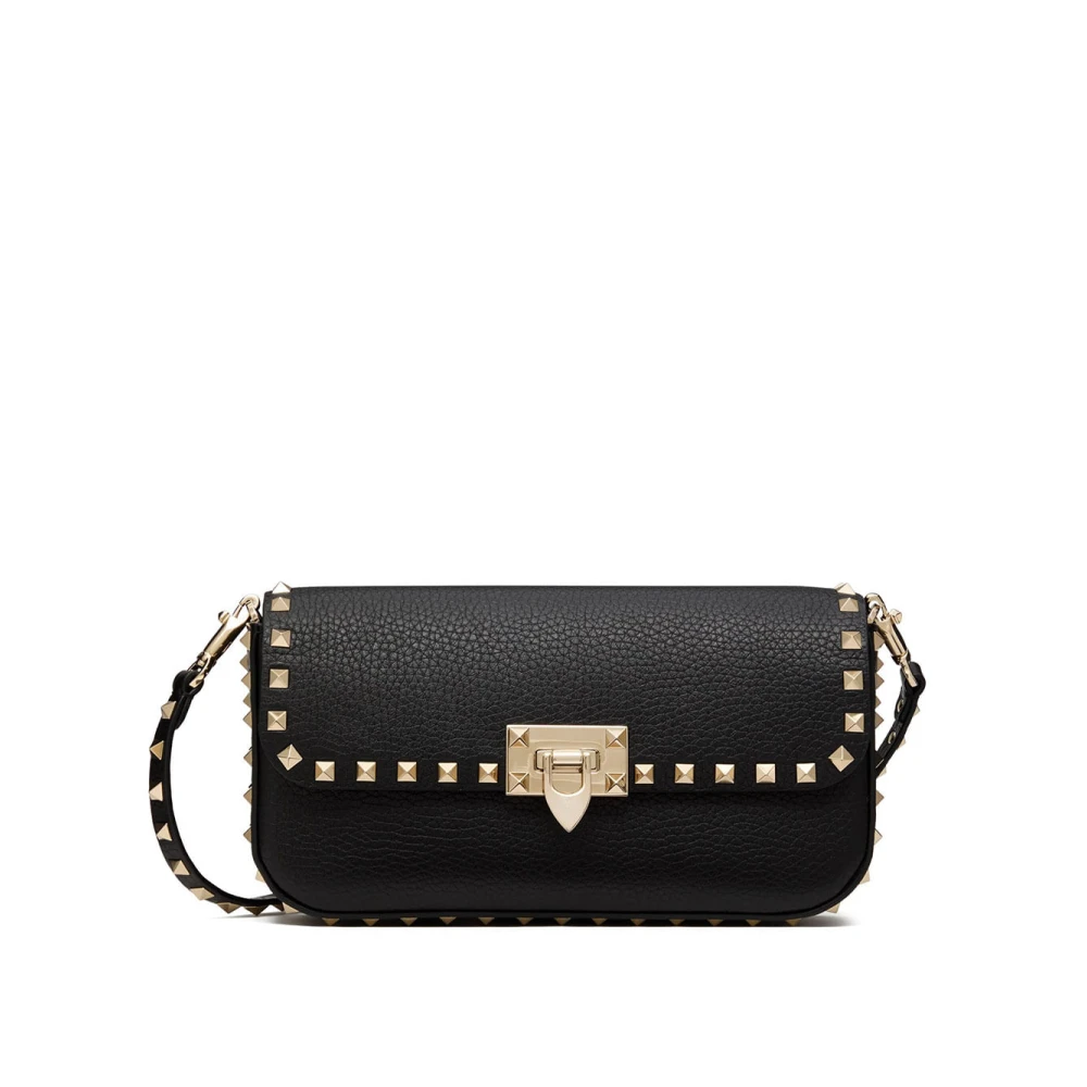 Valentino Garavani Zwarte wollen en zijden crossbody tas Black Dames