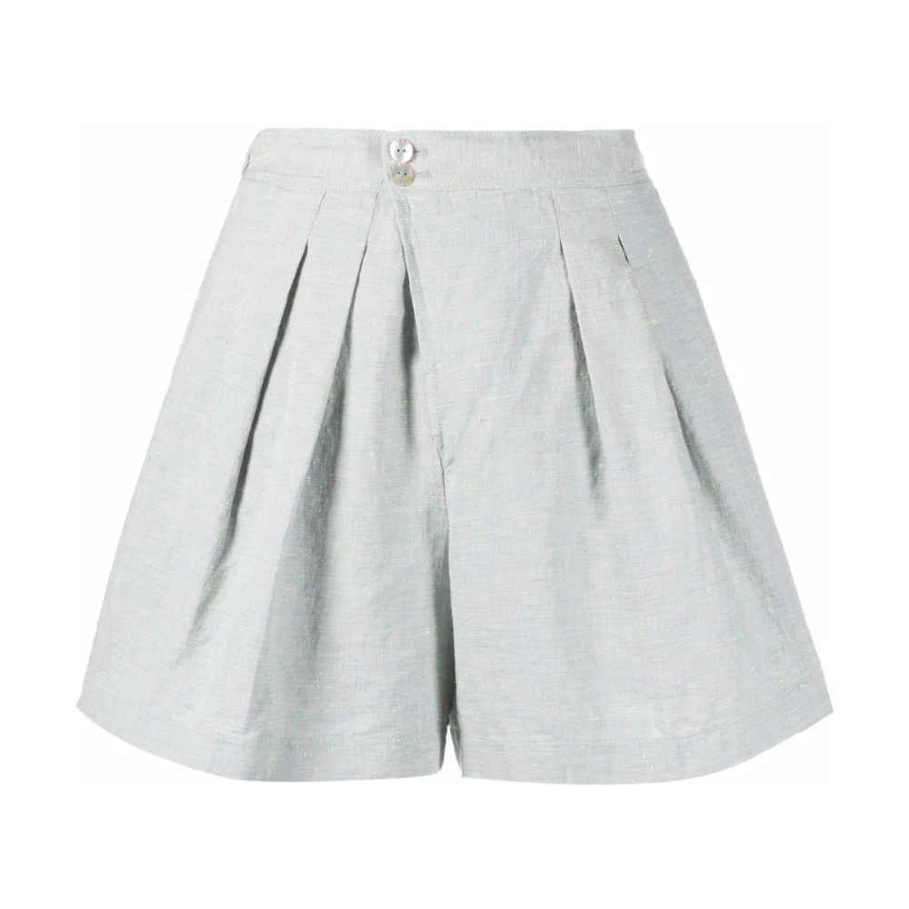 Forte Blauwe Linnen Casual Tweed Shorts Blue Dames