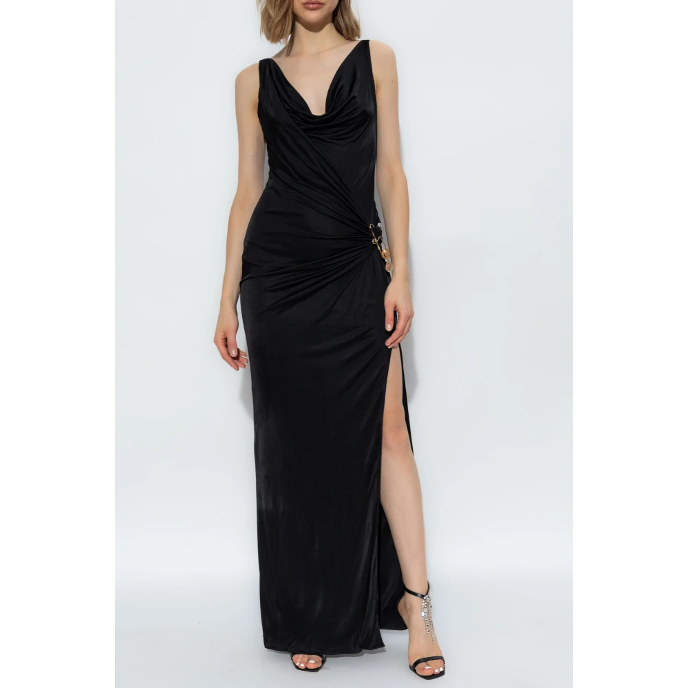 Versace Jurk met logo Black Dames