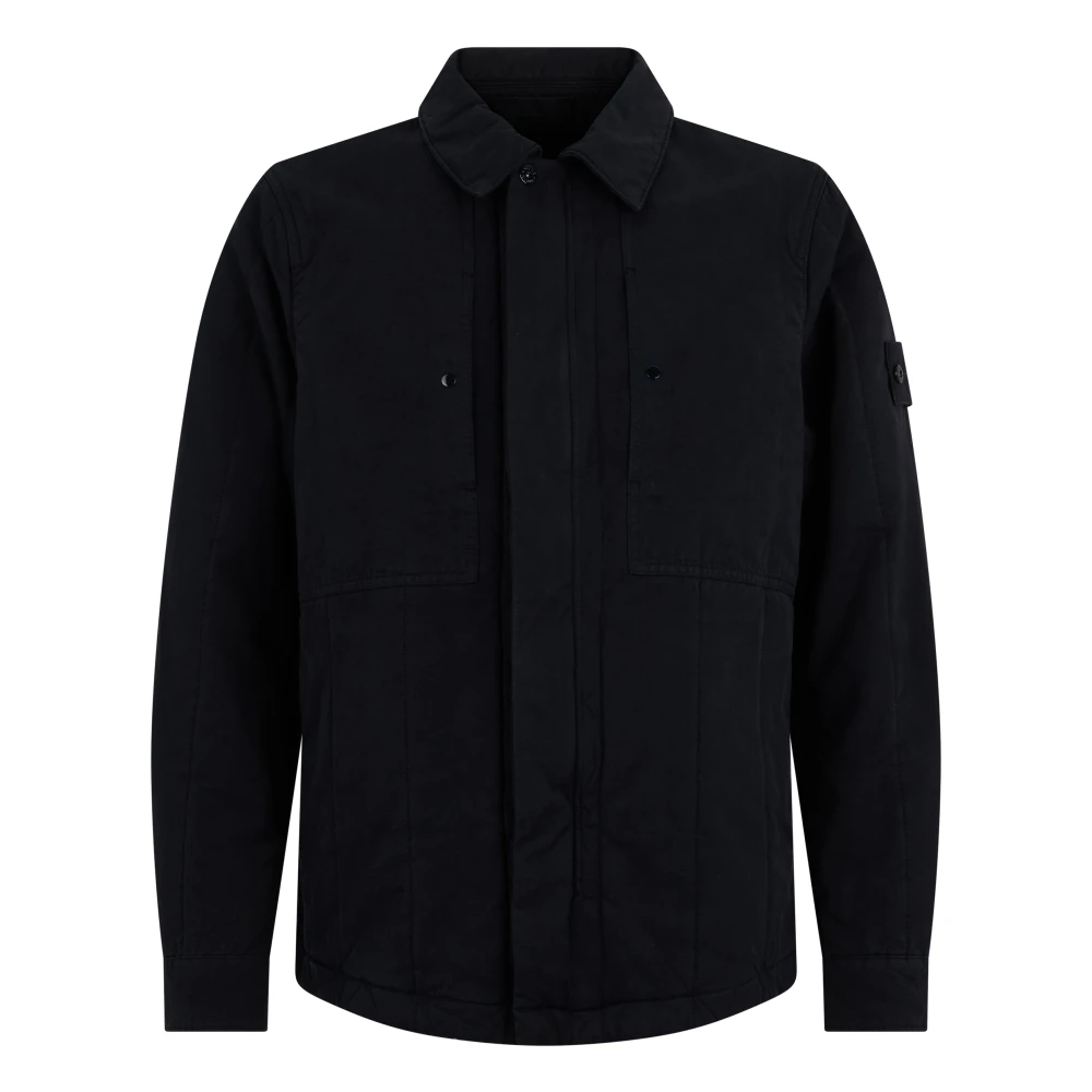 Stone Island Black Cotton Linen Quilted-Tc Ghost Jacket - Male - Light Jackets - M - Jackets