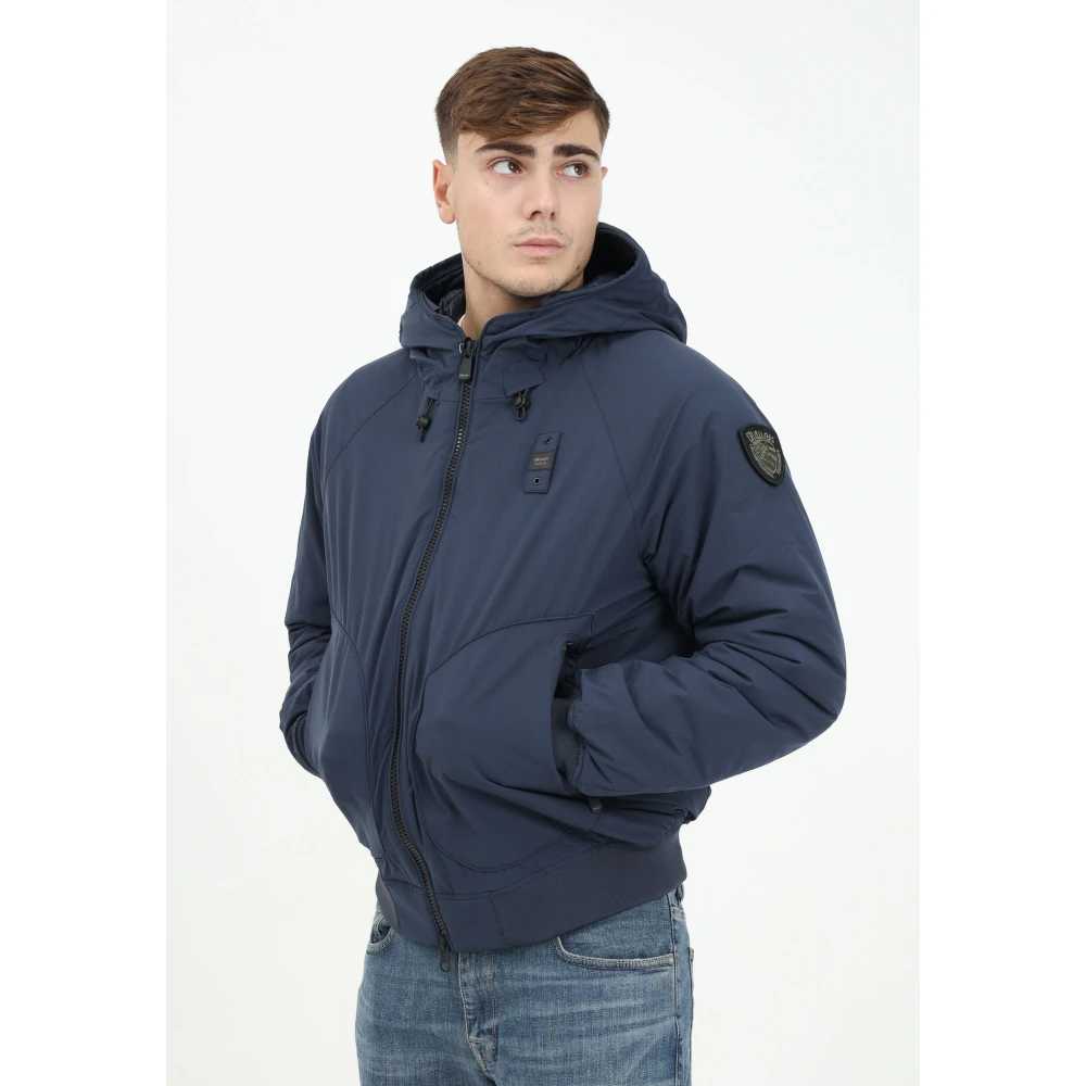 Blauer Blauwe militaire stijl gewatteerde jas Blue Heren