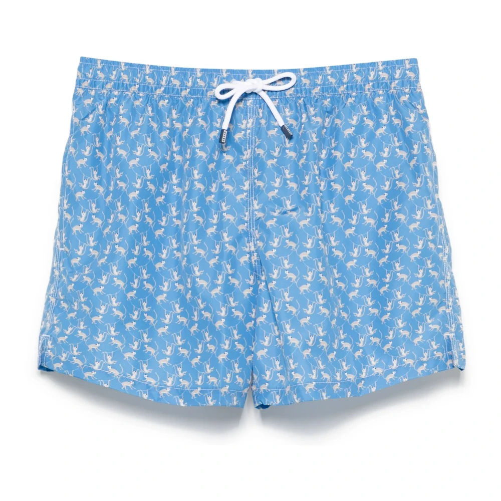 Fedeli Polyester Zwemshorts met Elastische Riem Blue Heren