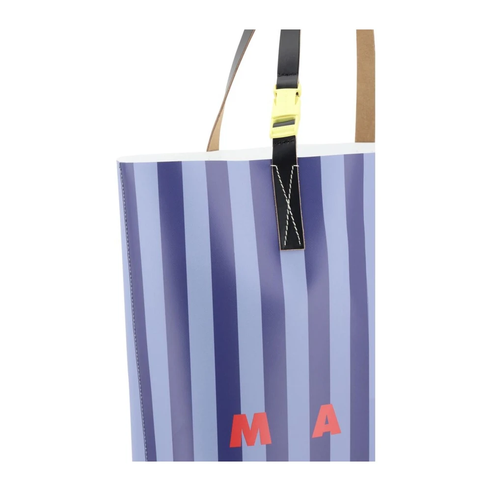 Marni Iconische gestreepte schoudertas met geometrisch ontwerp Blue Heren