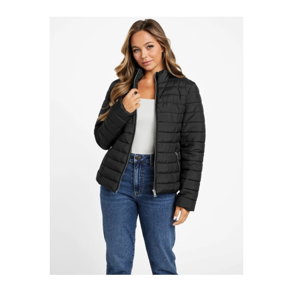 Guess Zwarte gewatteerde jas met rits Black Dames