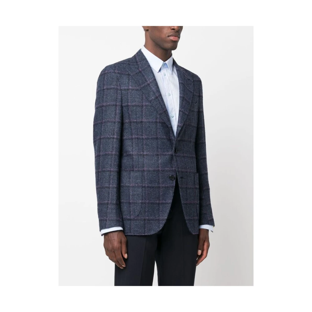 Gabo Napoli Geruit Blazer Blue Heren