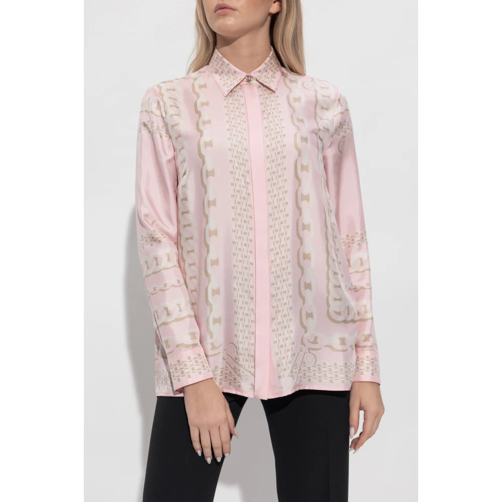Versace Zijden overhemd met verborgen knoopsluiting Pink Dames
