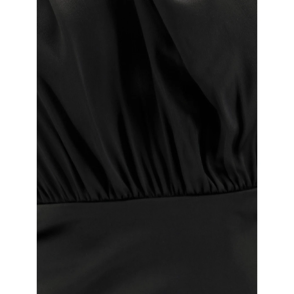 Semicouture Zwarte jurk met V-hals en open rug Black Dames