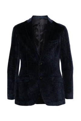 Blå Sammet Casual Blazer
