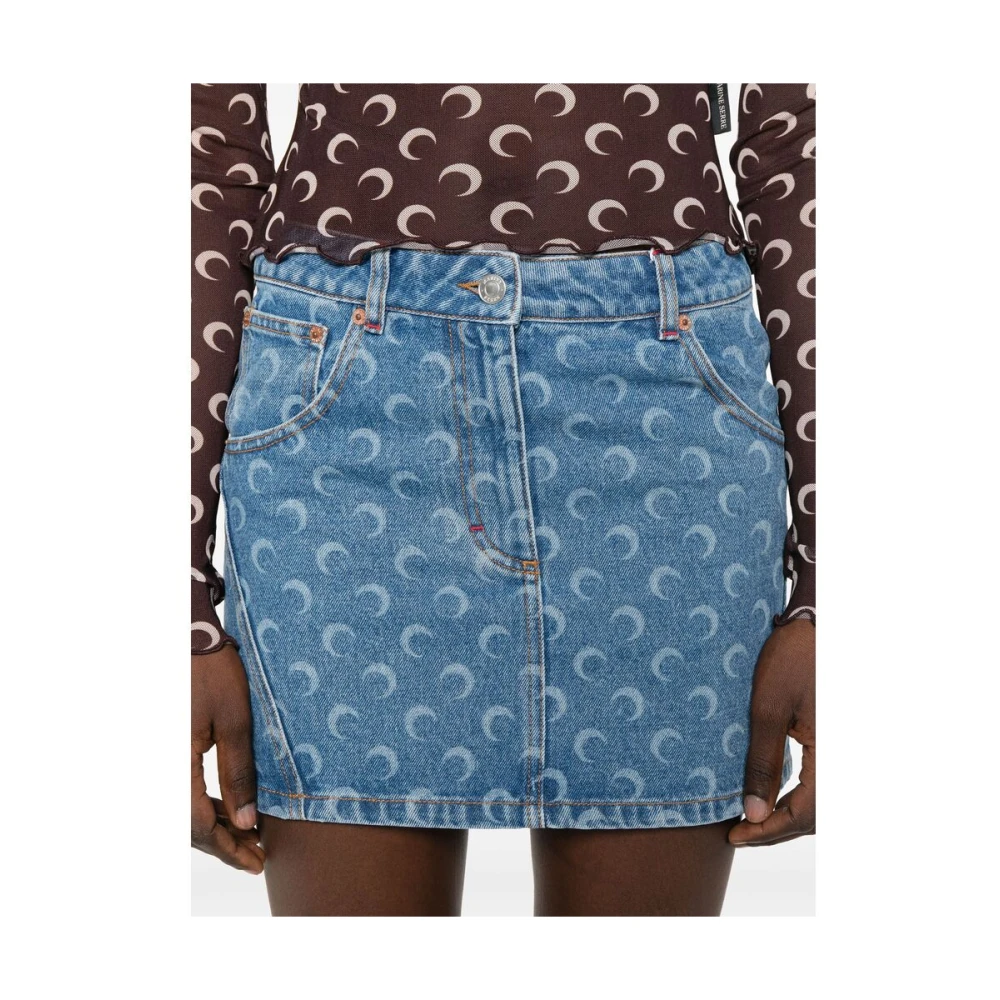 Marine Serre Stijlvolle Rok met Stijl Wsk057A Blue Dames