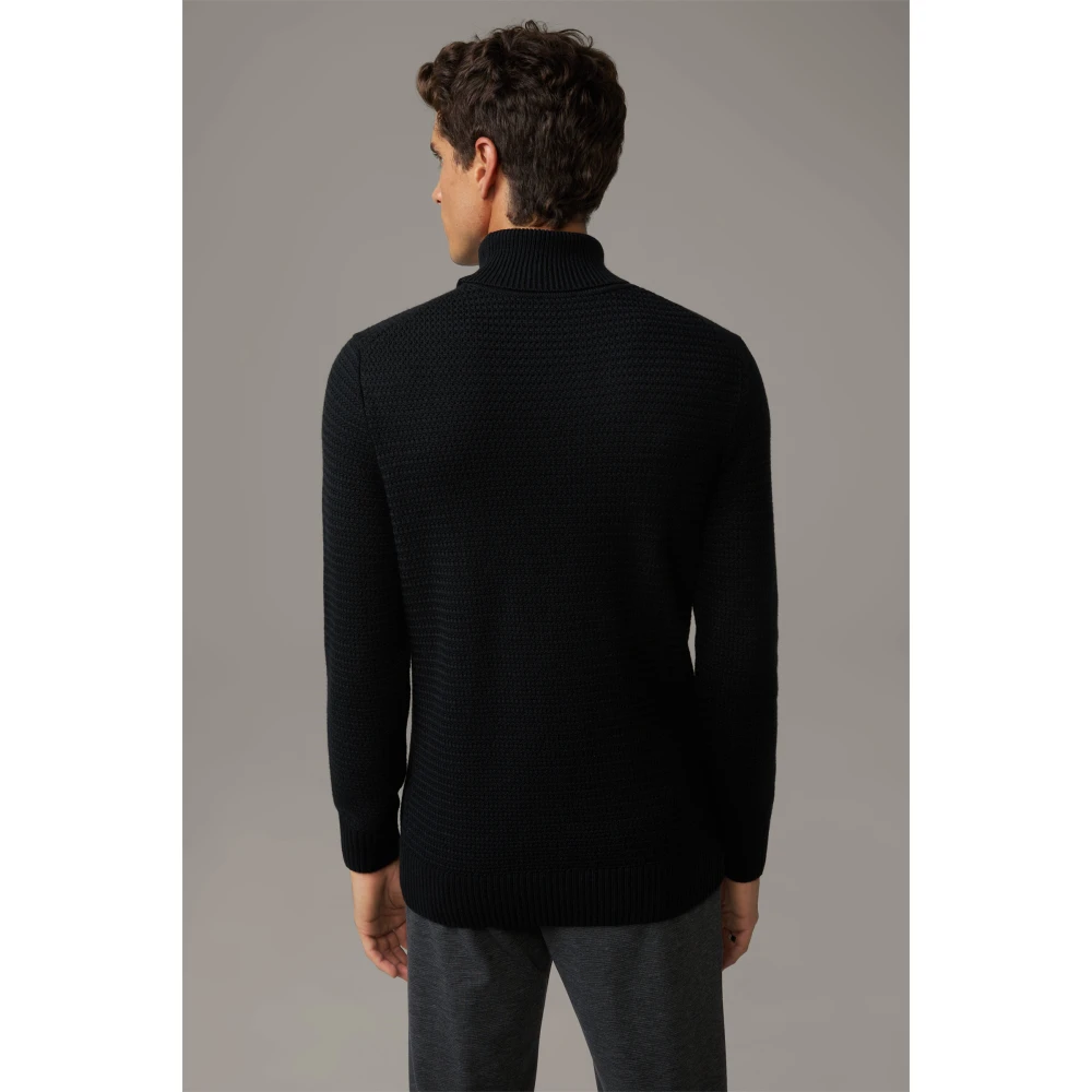 Strellson Zwarte Gebreide Trui met Decoratief Patroon Black Heren