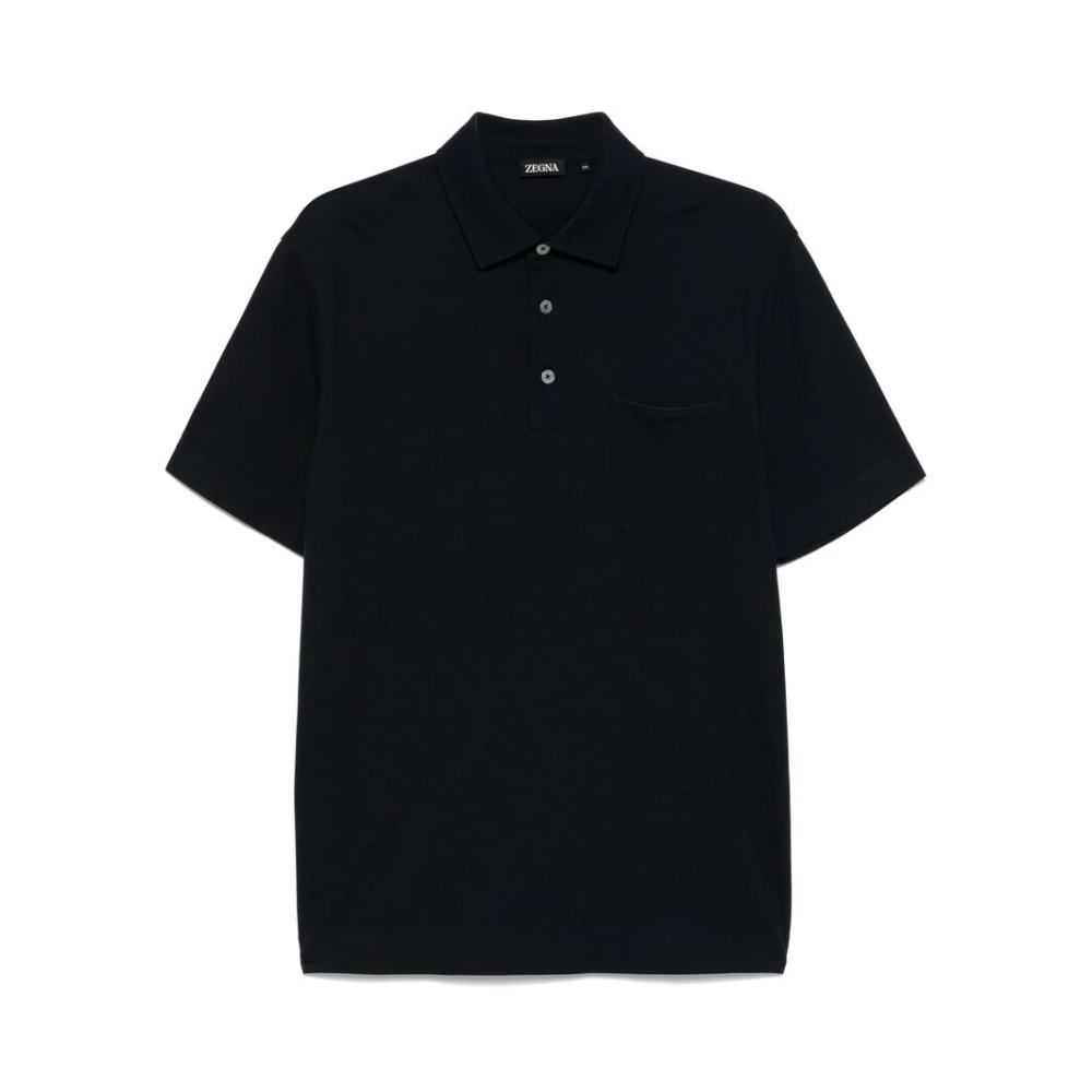 Ermenegildo Zegna Midnight Blue Polo Sweater met Borstzak Blue Heren