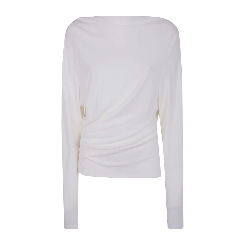 Jacquemus Wit Gerimpeld Detail Ronde Hals Top White Dames