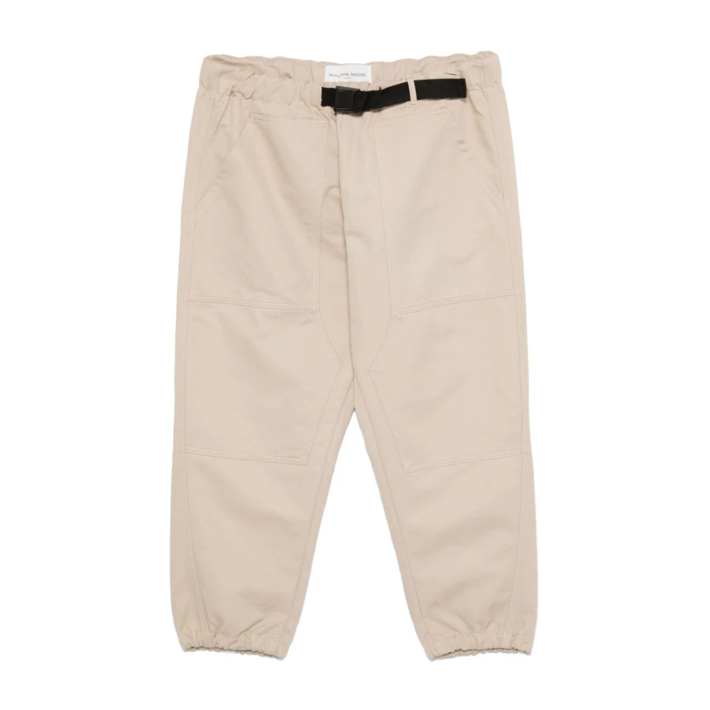 Philippe Model Beige Gabardine Broek met Elastische Tailleband Beige Heren