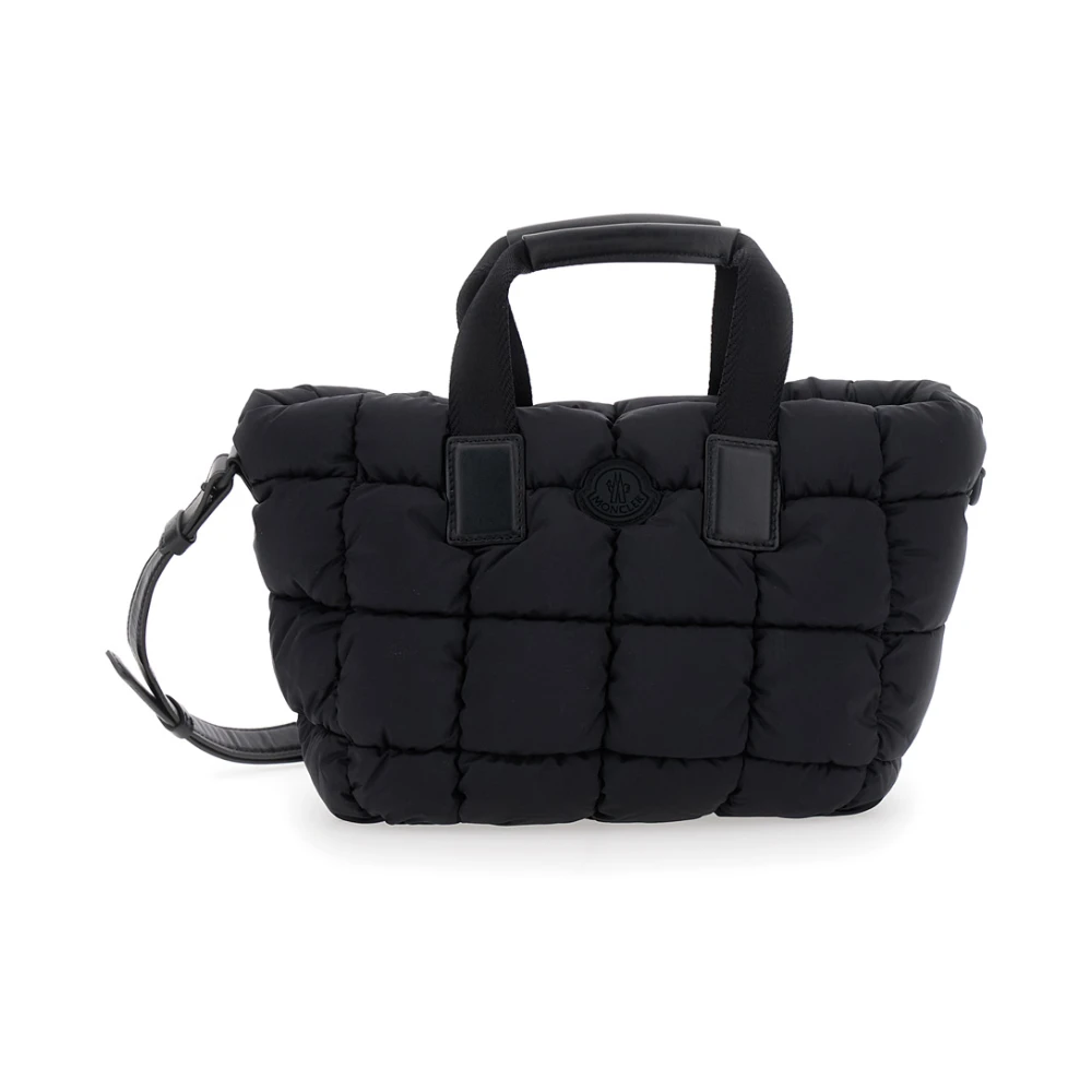Moncler Zwarte Mini Handtas met Logopatch Black Dames
