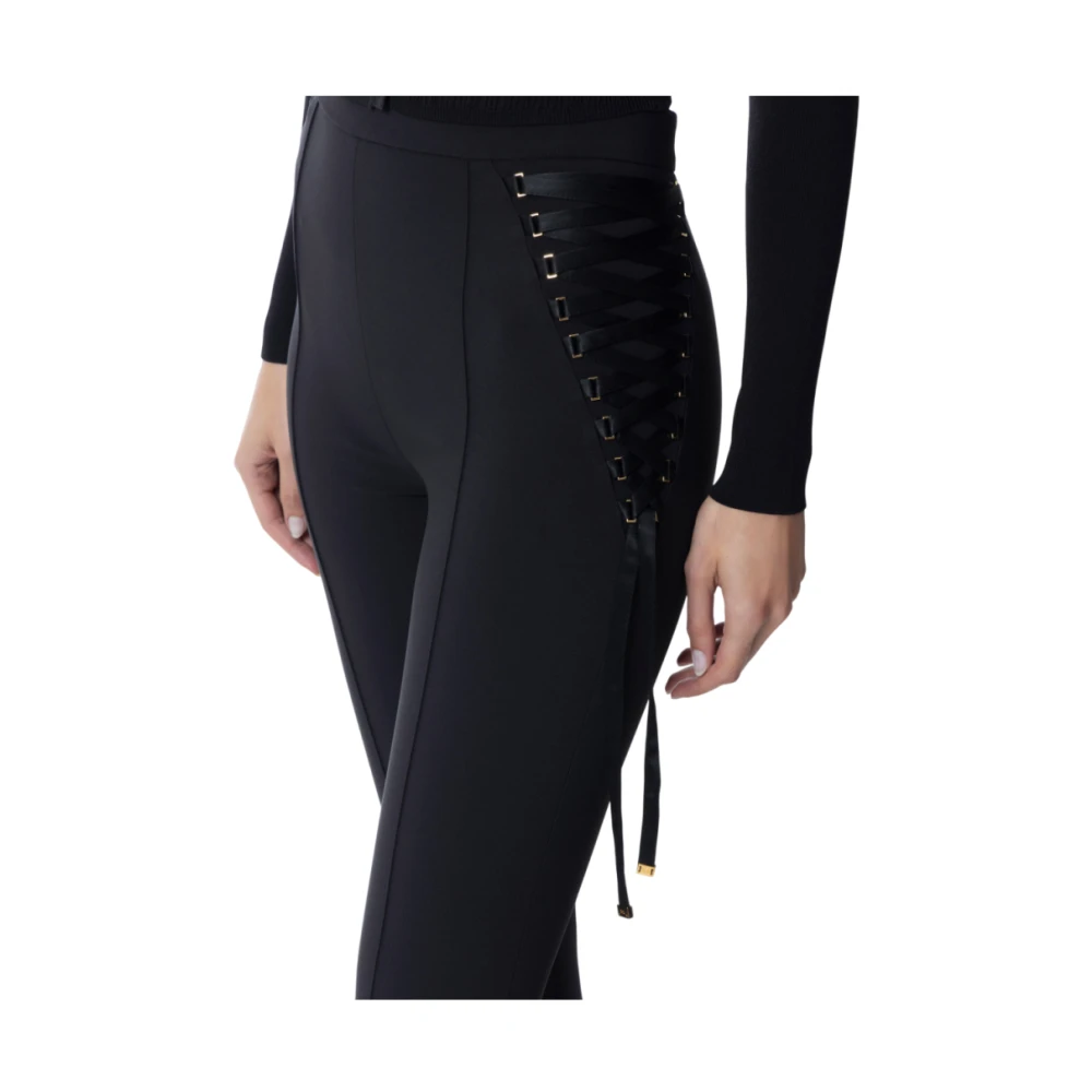 Elisabetta Franchi Zwarte Flared Crêpe Broek Black Dames