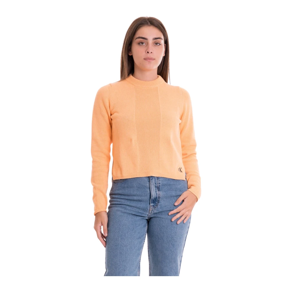 Calvin Klein Jeans Casual Gebreide Trui Orange Dames