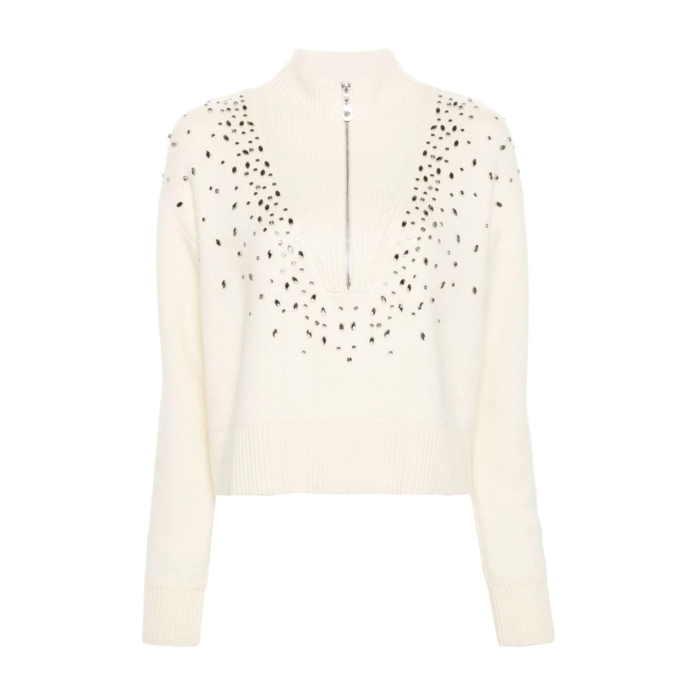 Pinko Kristalversierde Trui White Dames