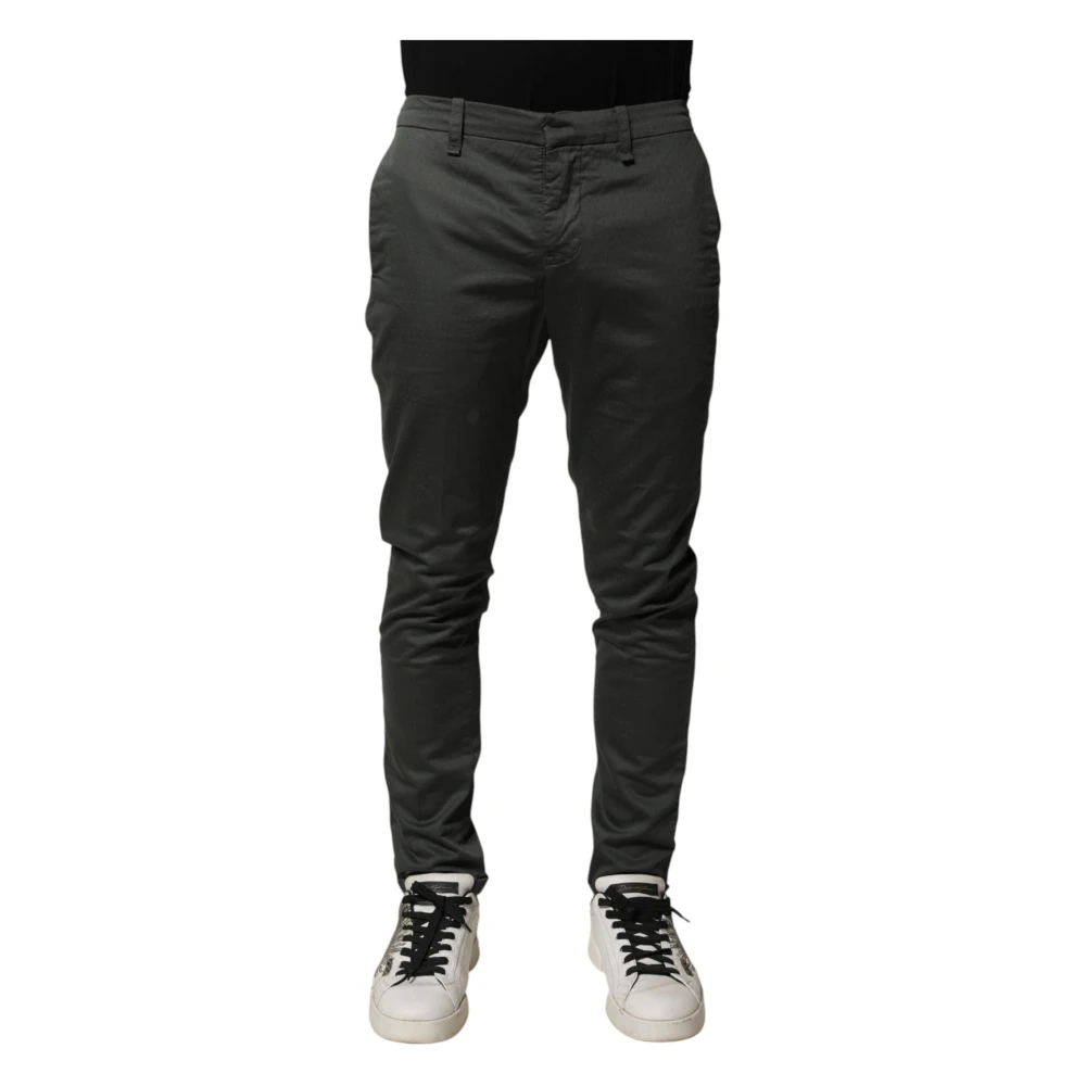 Dondup Men's Gray Mid Waist Skinny Chino Trousers - Slim-Fit Trousers - W32 - Trousers