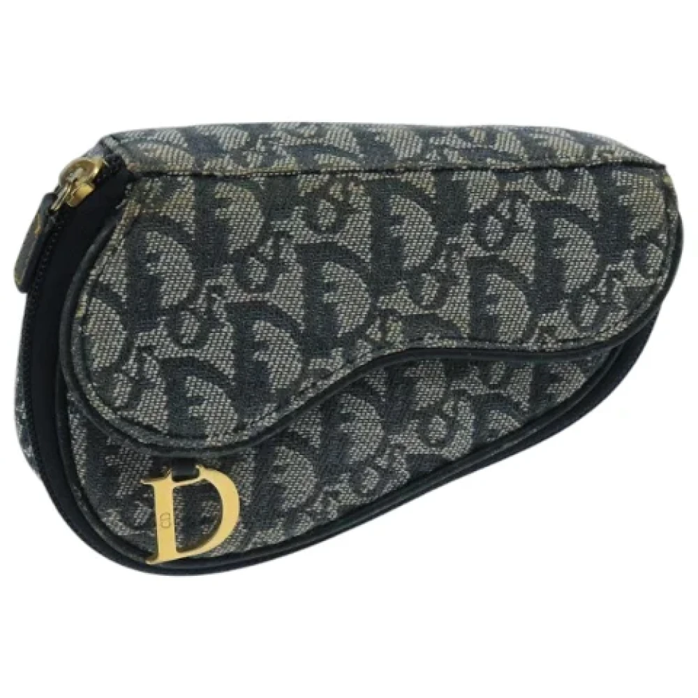 Dior Vintage Pre-owned Canvas clutches Blue Dames
