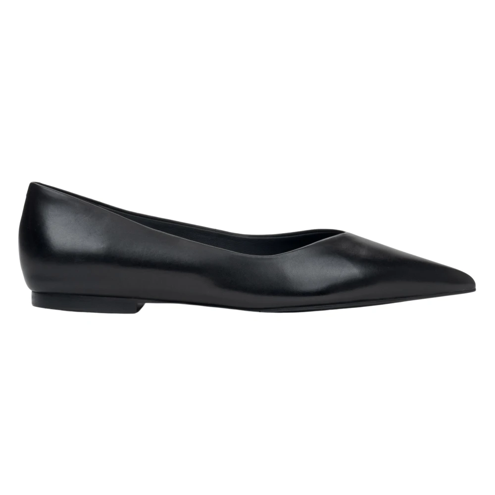 Estro Zwarte puntige balletflats voor dames gemaakt van echt leer Black Dames