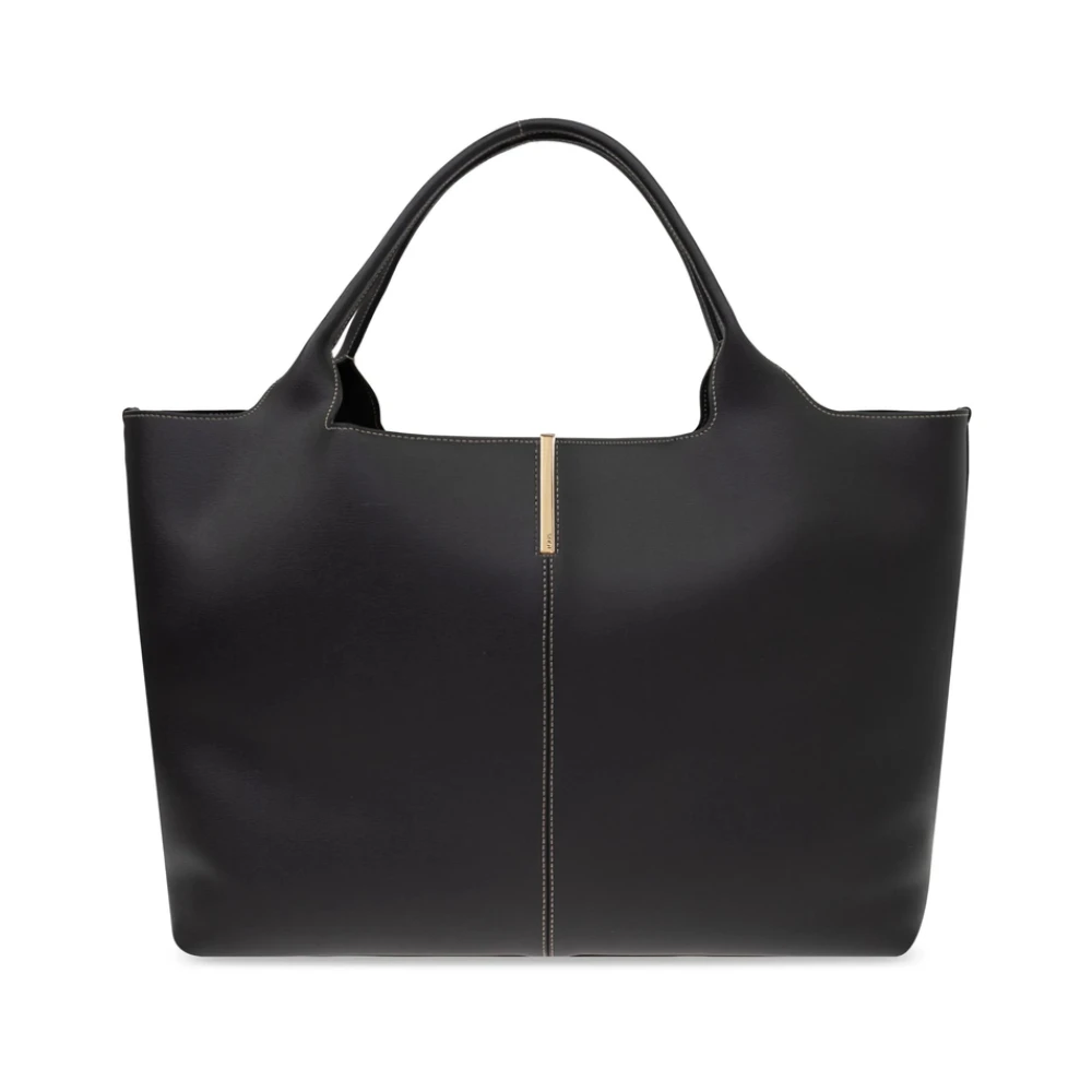 TOD'S Zwarte Tote Tas met Magnetische Sluiting Black Dames