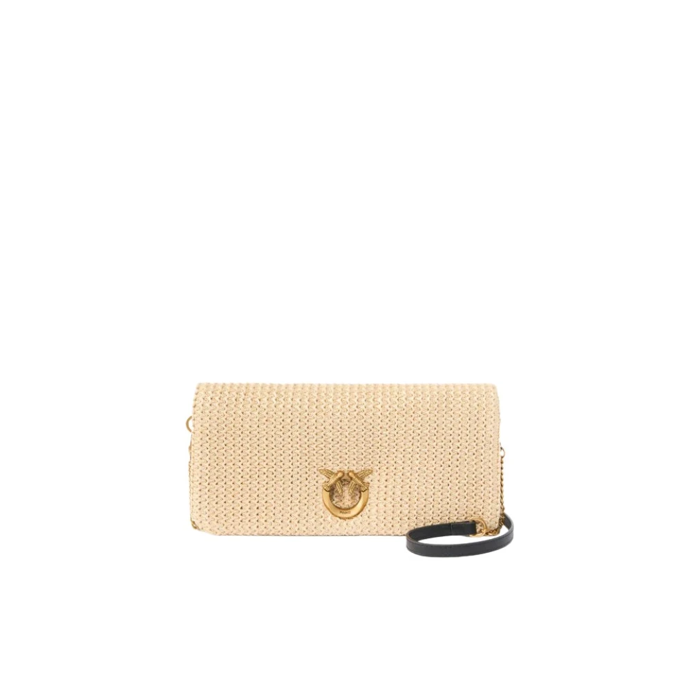 Pinko Vrouw Beige Tassen Dames, One Size, Klik Op Zachte Horizontale Klassieke Raffia Ss 26