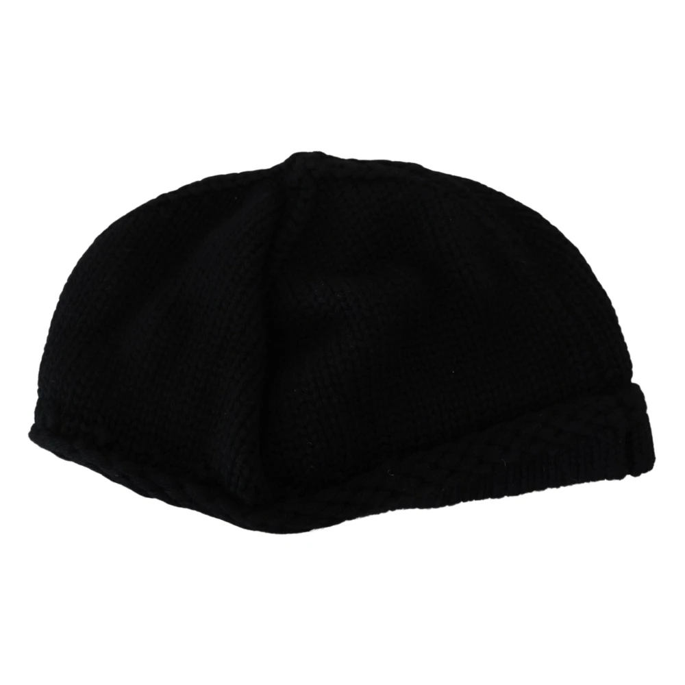 Dolce & Gabbana Luxe Zwarte Gebreide Beanie Muts Black Dames