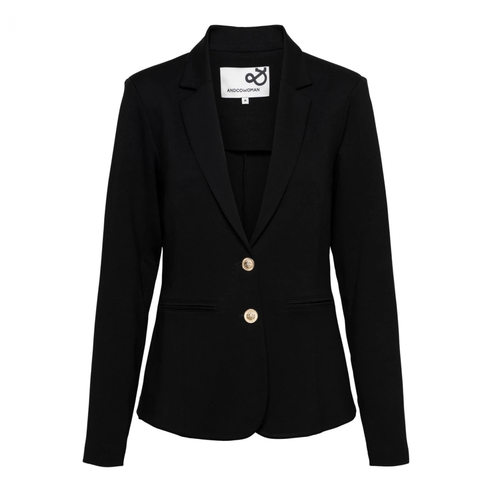 &Co Woman Zwarte Ongevoerde Blazer met Paspelzak Black Dames
