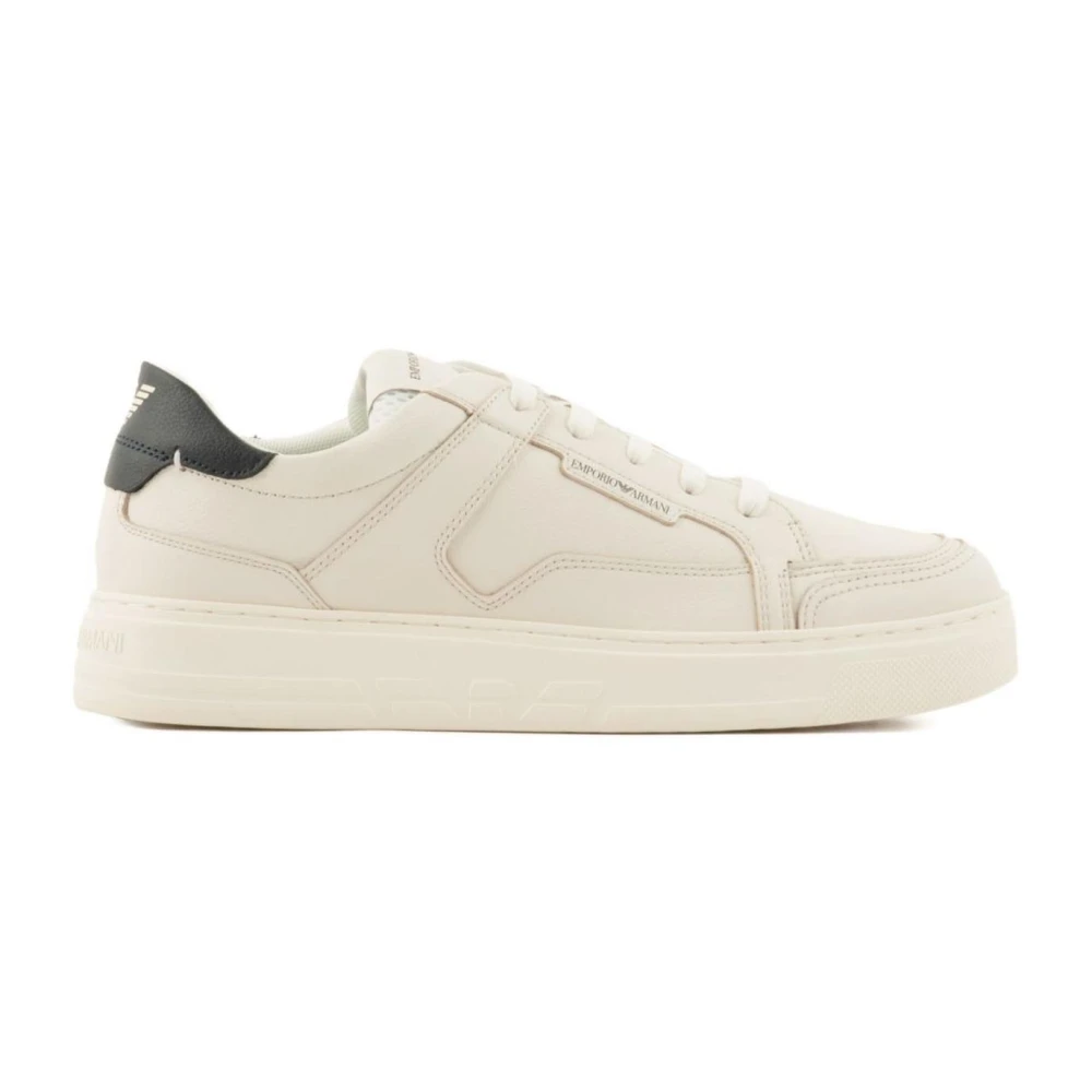 Emporio Armani Leren Low-Top Sneakers Heren Schoenen Wit