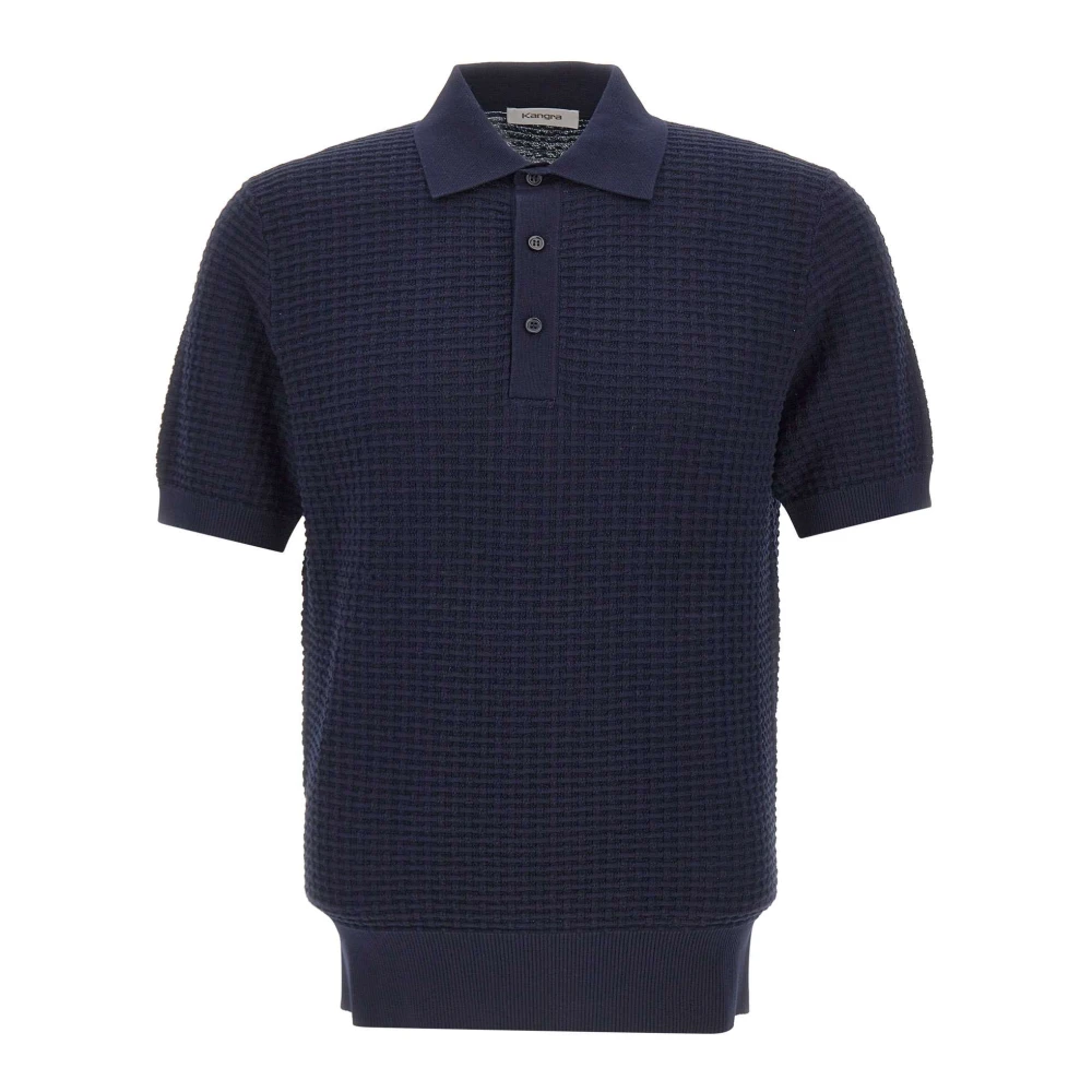 Kangra Blue Polo Shirts, Male, L, Honeycomb Knit Polo
