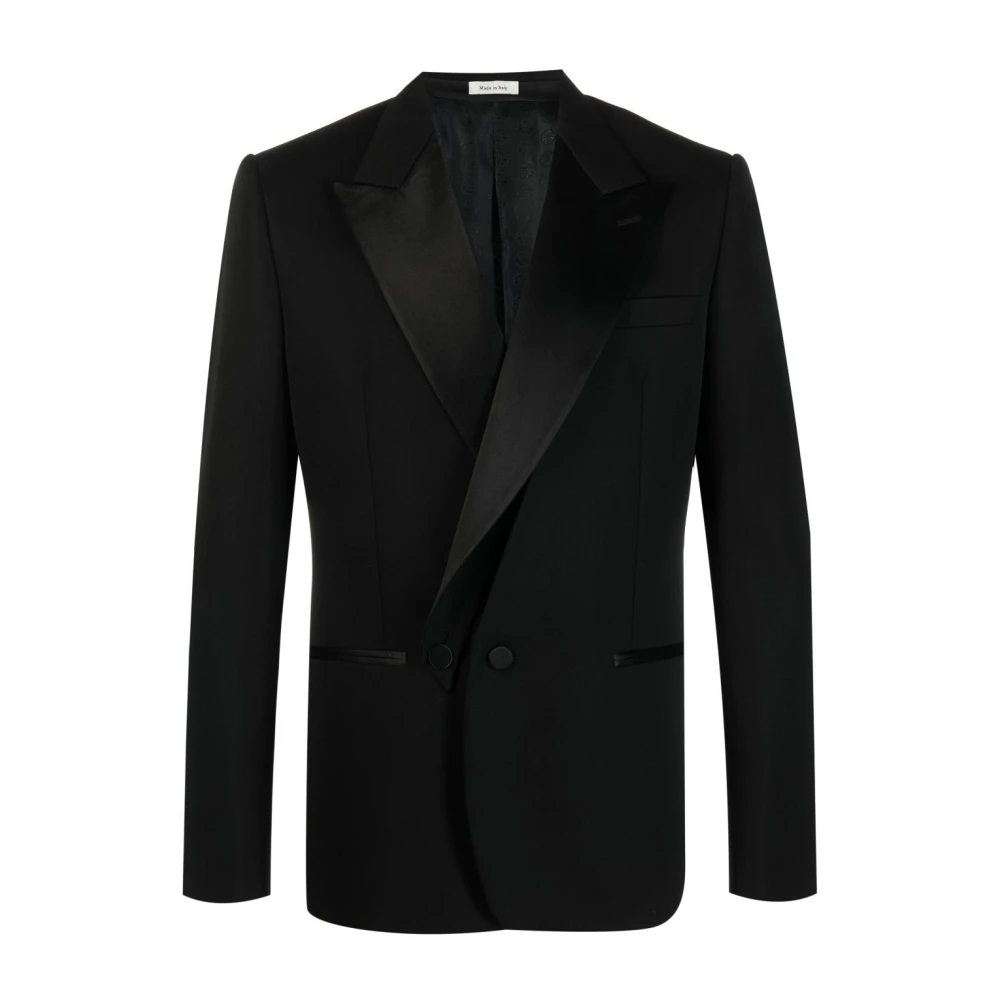 Alexander Mcqueen Men's Black Blazers, Xl, Double-Breasted Silk Blazer