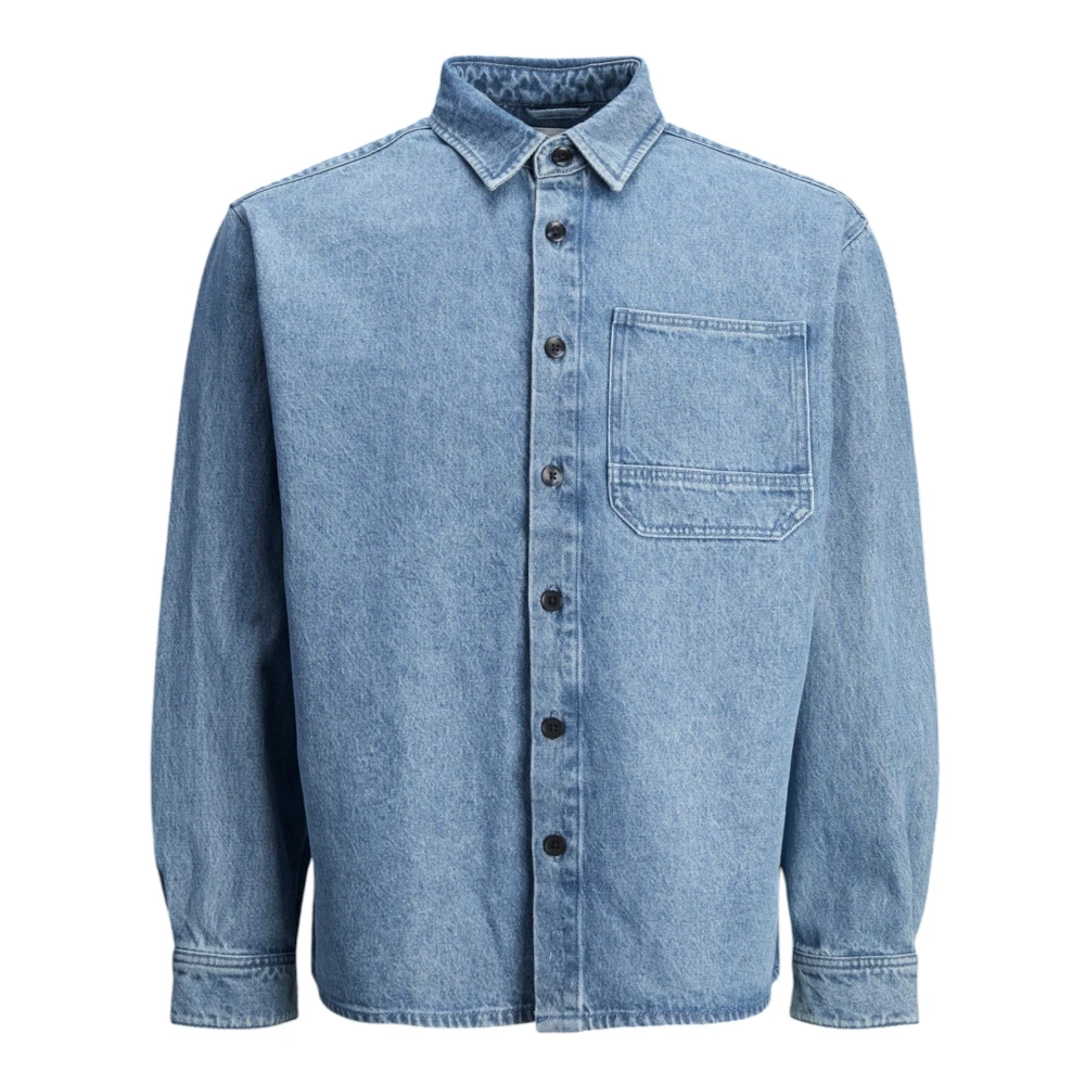 jack & jones Blauw Effen Geknoopt Herenoverhemd Blue Heren