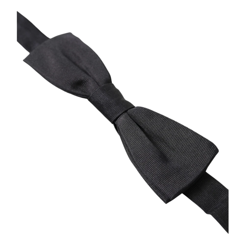 Dolce & Gabbana Zwarte Zijden Vlinderdas Elegant Black Heren