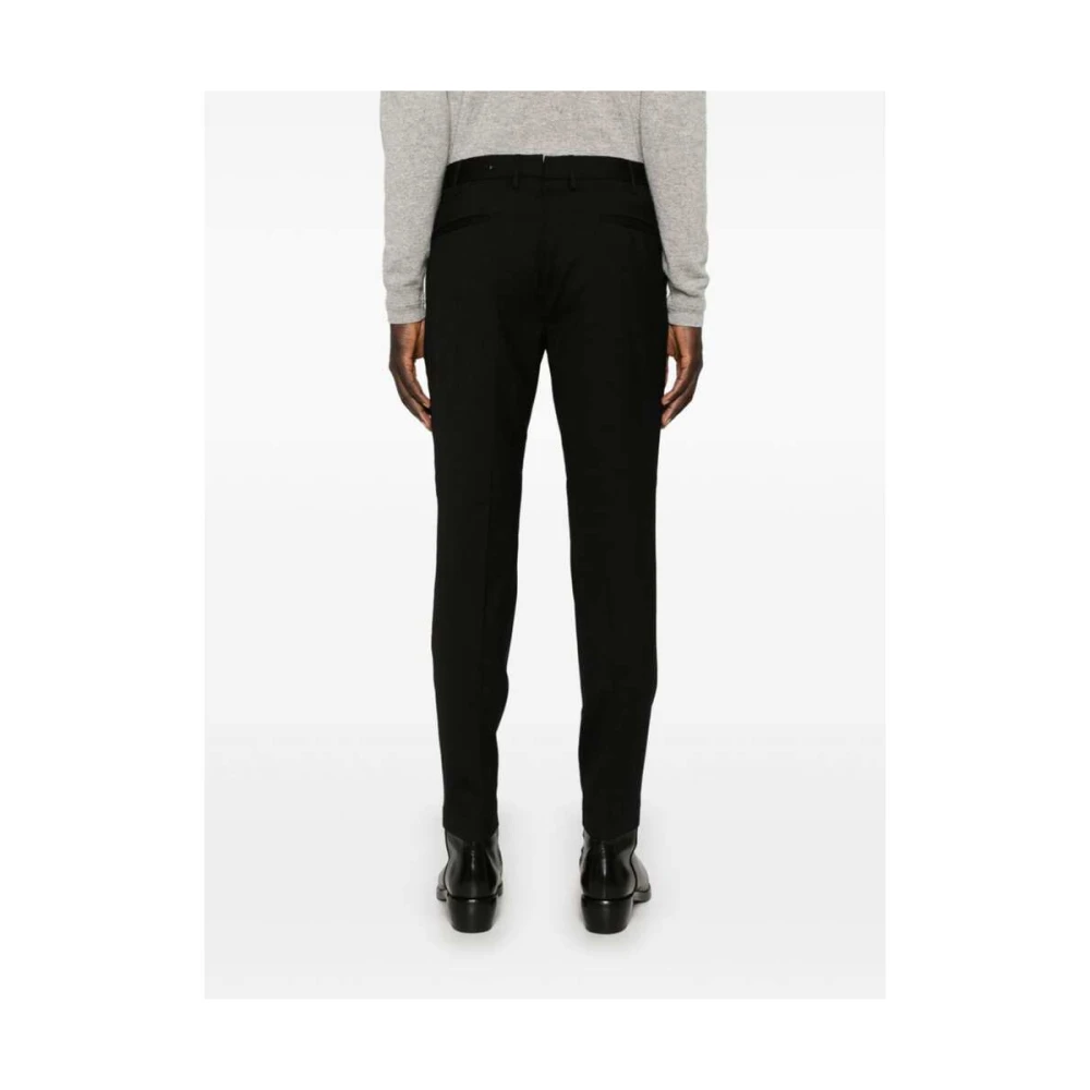 Incotex Zwarte wollen taps toelopende broek Black Heren