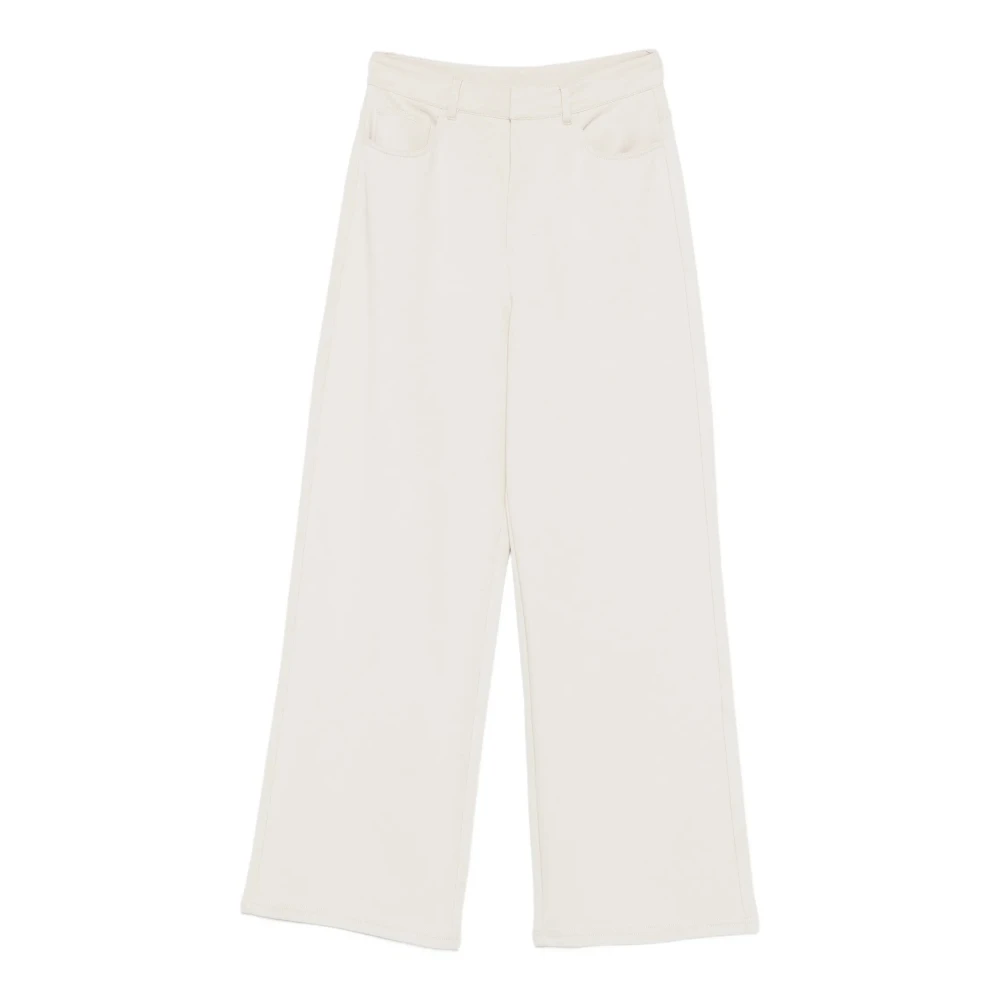 Max Mara Women's White Jersey Trousers - Wide Trousers - S - Trousers
