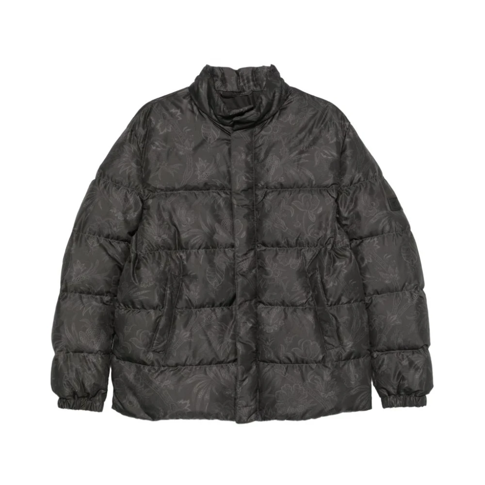 Etro Black Paisley-Print Quilted Puffer Jacket - Male - Down Jackets - L - Jackets