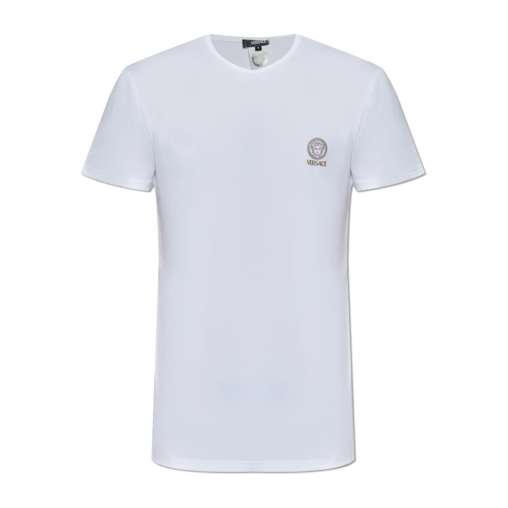 Versace Men's White T-Shirts, L, T-Shirt With Logo