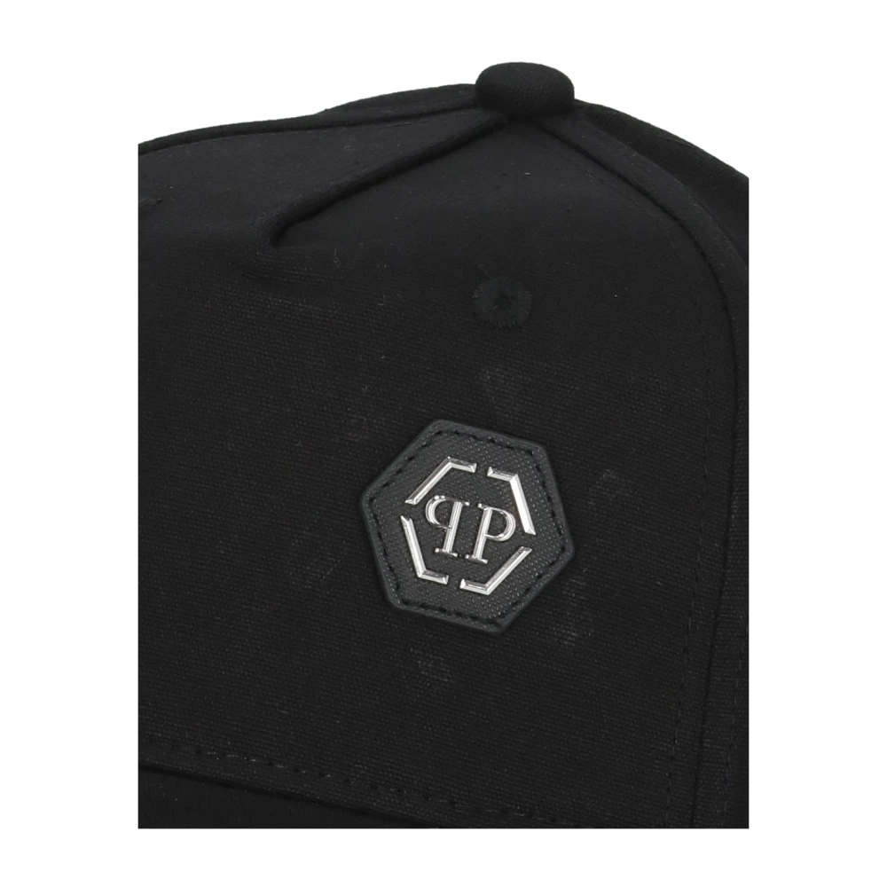 Philipp Plein Zwarte katoenen baseballpet met contrasterend logo Black Heren