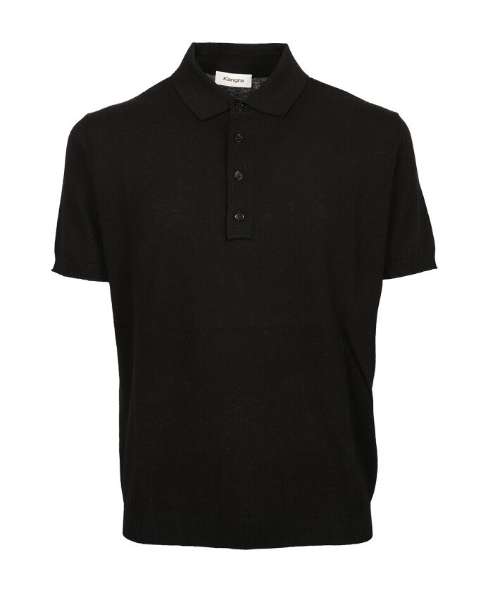 polo-noir-en-coton-et-lin