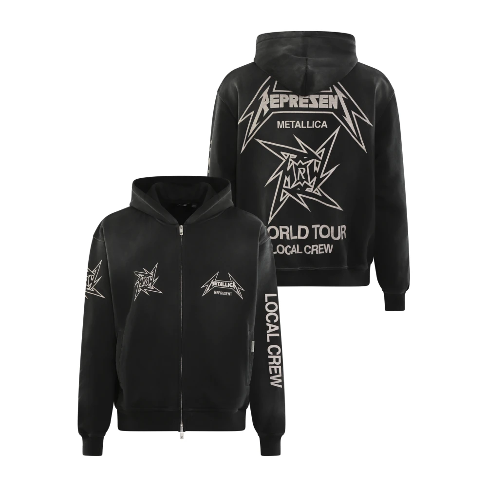 Represent Metallic Zip-through Sweatshirt Black Heren