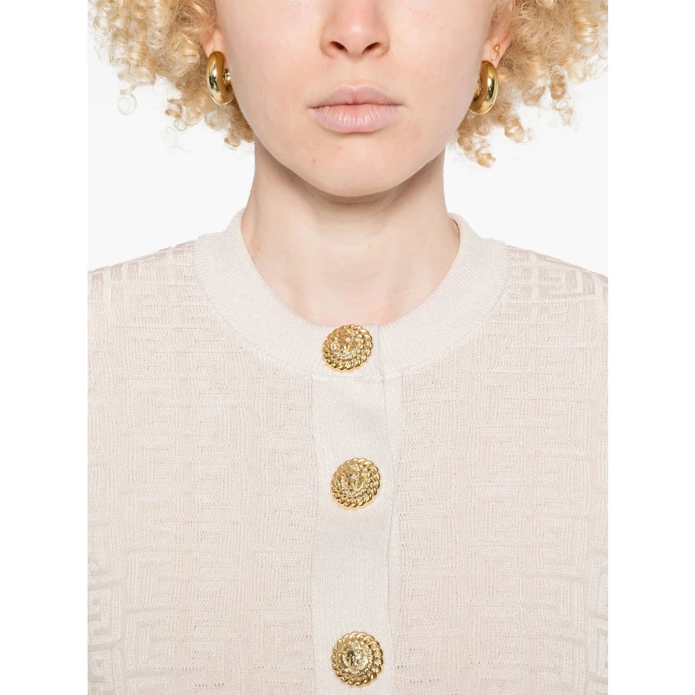 Balmain Labyrinth Knit Cardigan Beige Dames